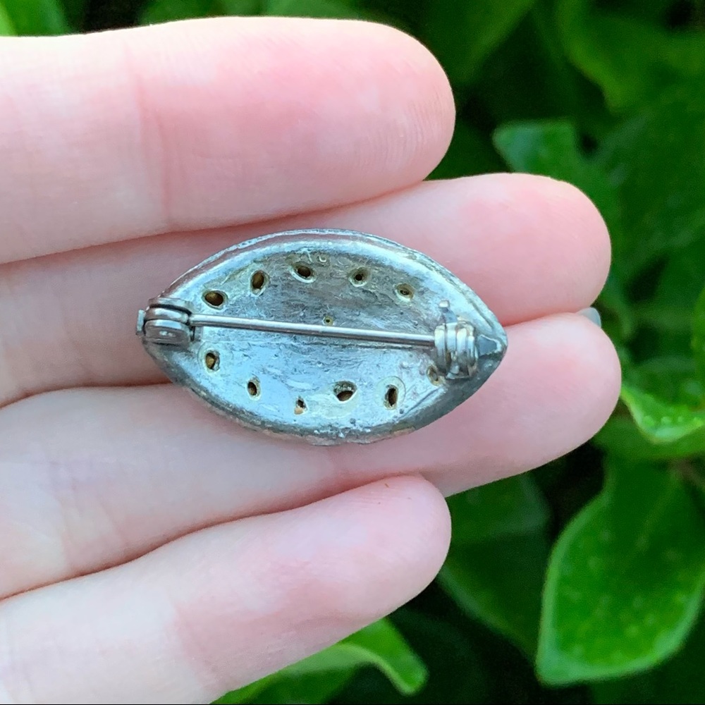 Vintage Silver Oval Rhinestone Brooch/Pin - Picture 3 of 5